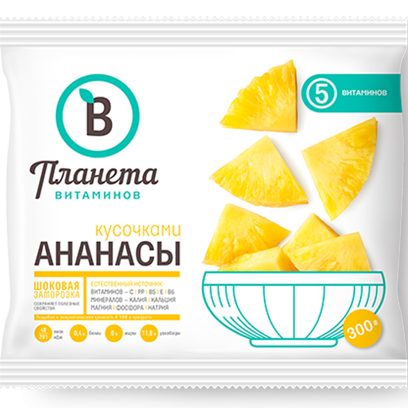 "ПЛАНЕТА ВИТАМИНОВ" ананасы кусочками 